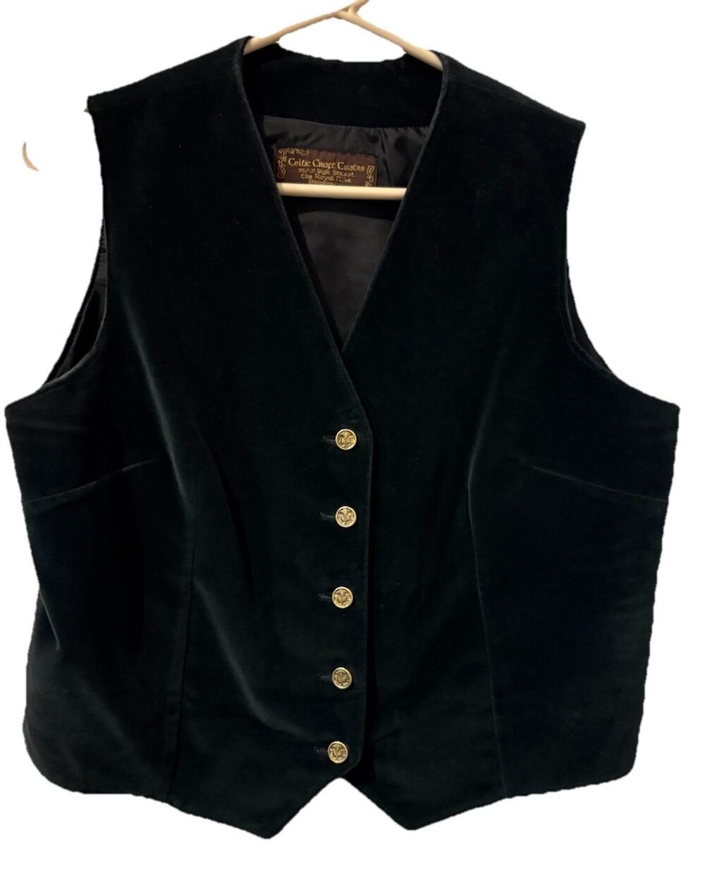 Celtic Craft Centre-Edinburgh Green Lined Velvet Waistcoat Vest Small